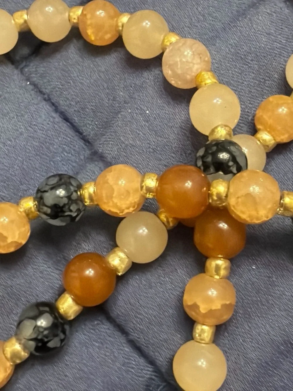 Gold-Tone Brown Beaded Crossbody Phone Chain
